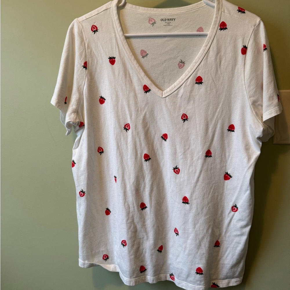 Two v-neck cotton women’s tees, Lands End and Old Navy, Large Tall